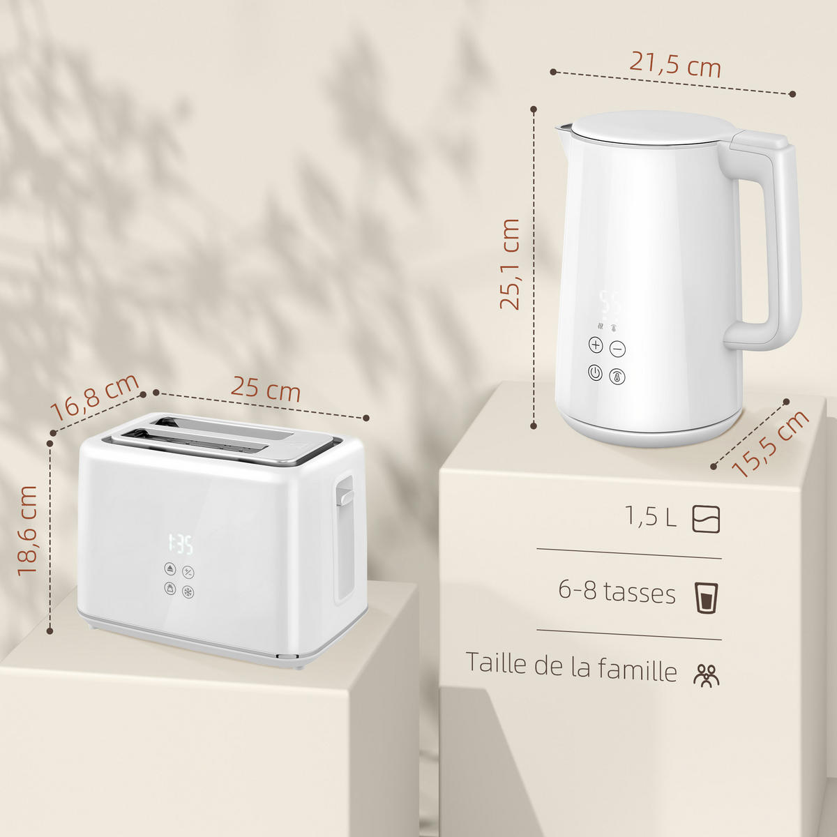 WASSERKOCHER-TOASTER-SET DE-17447 Creme - Creme, Metall (15.5/25.1/21.5cm) - ComfortXL
