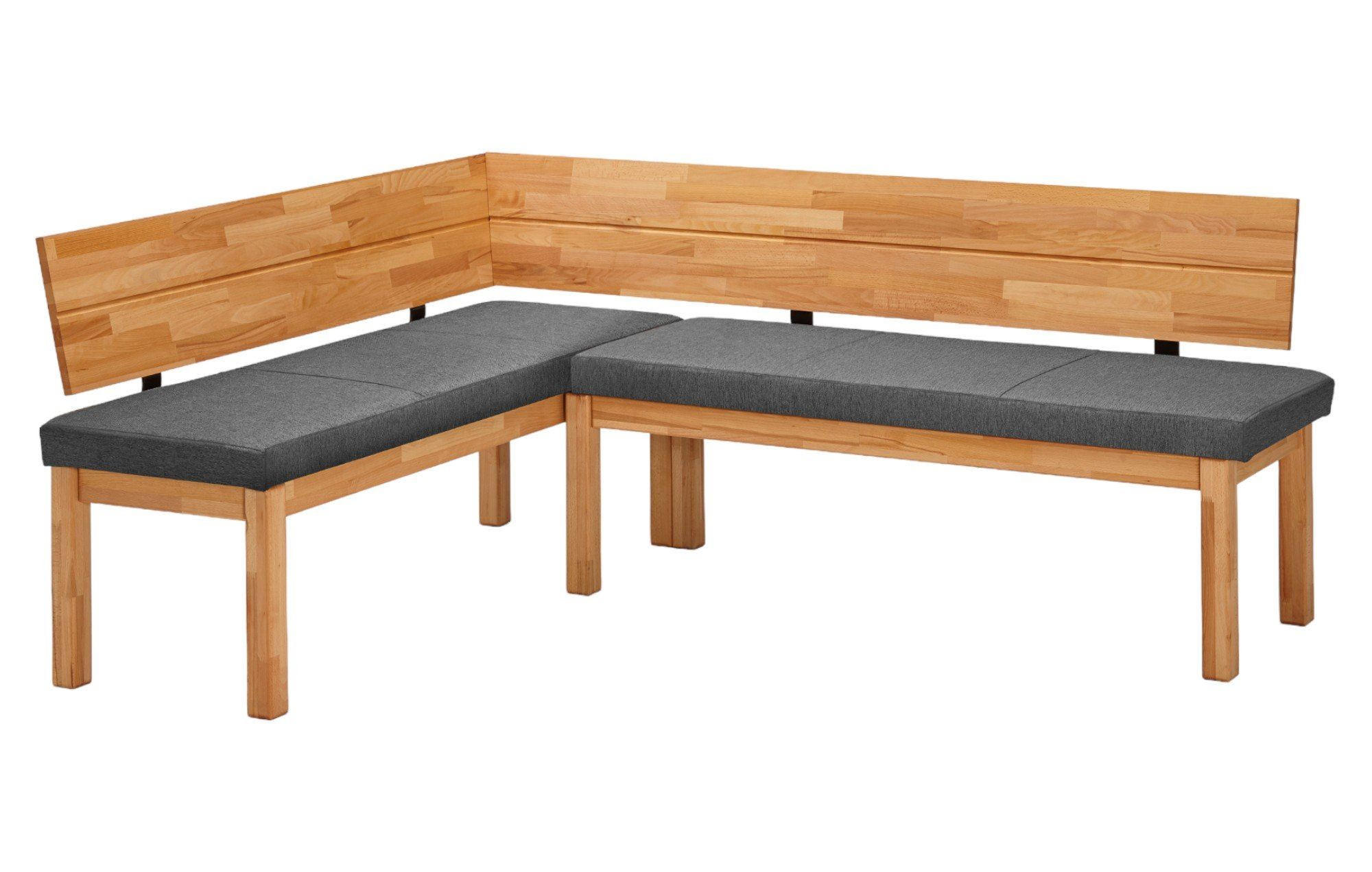 ECKBANK Damita 155 x 194 x 84 Massivholz Kernbuche geölt/Grau - Kernbuche/Grau, Holz (155/194cm) - 58aufmkessel