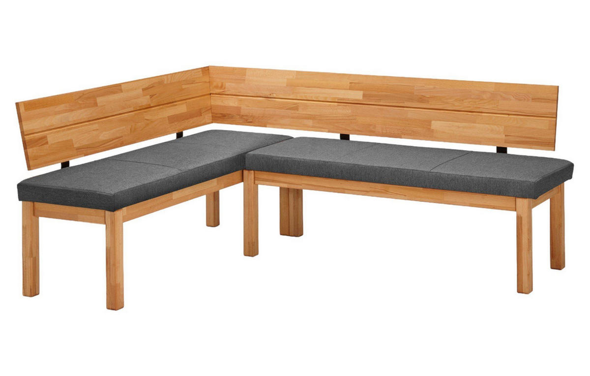 ECKBANK Damita 155 x 194 x 84 Massivholz Kernbuche geölt/Grau - Kernbuche/Grau, Holz (155/194cm) - 58aufmkessel