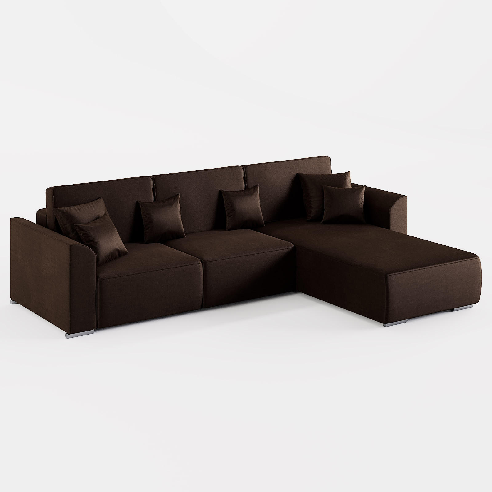 ECKSOFA LUMO L Rechts Braun Velours-Stoff mit Schlaffunktion und Bettkasten - Dunkelbraun, Textil (293/195cm) - Barchello