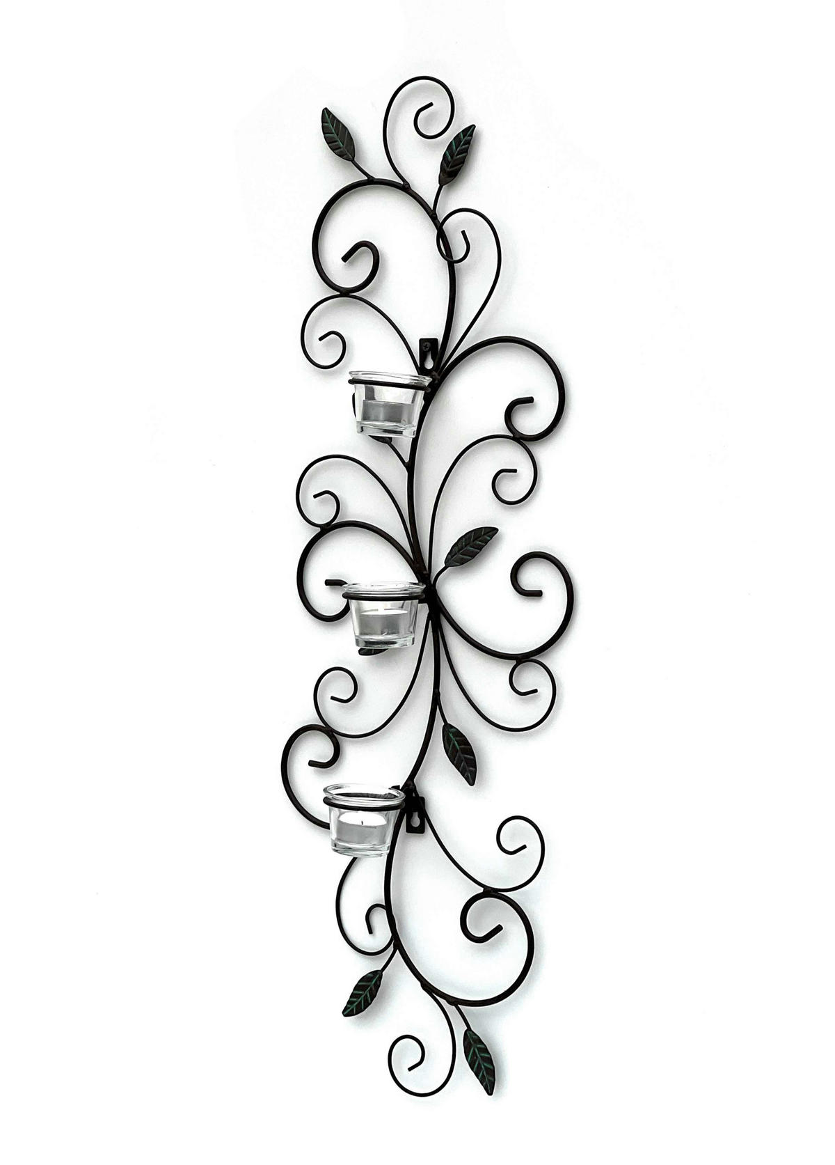 WANDTEELICHTHALTER Metall Dunkelbraun 25/9/75 cm - Braun, Metall (75cm) - DanDiBo