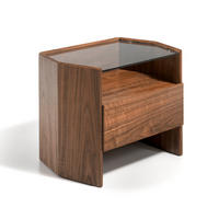 NACHTSCHRANK Nachttisch Nussbaum mit Platte aus gehärtetem Glas 65/45/50 cm - Nussbaumfarben, Glas/Holz (65/50/45cm) - ANGEL CERDA