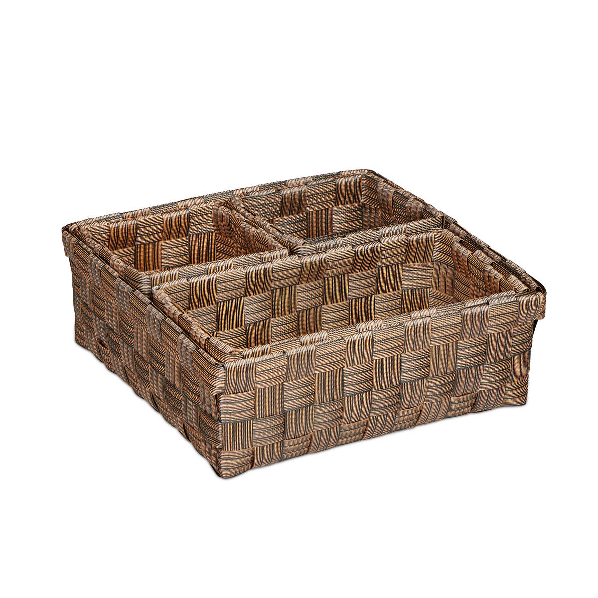 4XÚLOŽNÝ kôš - hnedá, kov/plast (23.5/23.5/8.5cm) - Relaxdays