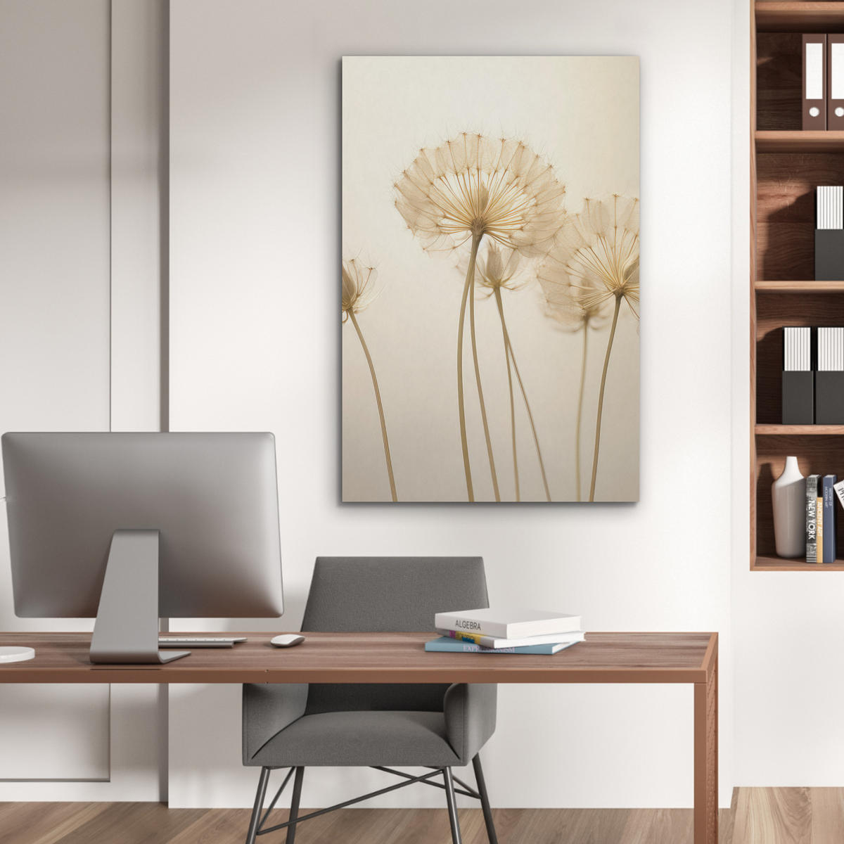 AKUSTIKBILD Sonnenlicht - Löwenzahn - Botanisch - Blumen Wanddeko 60x90 cm - Creme, Kunststoff (60/90/0.9cm) - MuchoWow