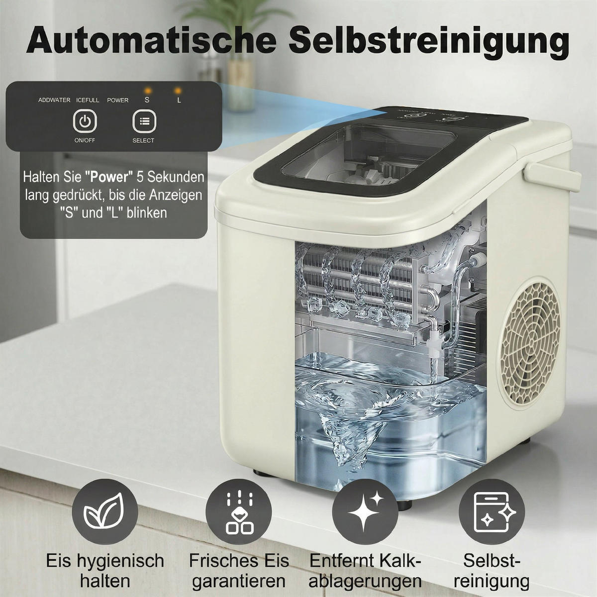 EISWÜRFELMASCHINE Kunststoff Beige - Beige, Kunststoff (22.6/29.9/28.3cm) - HOMCOM