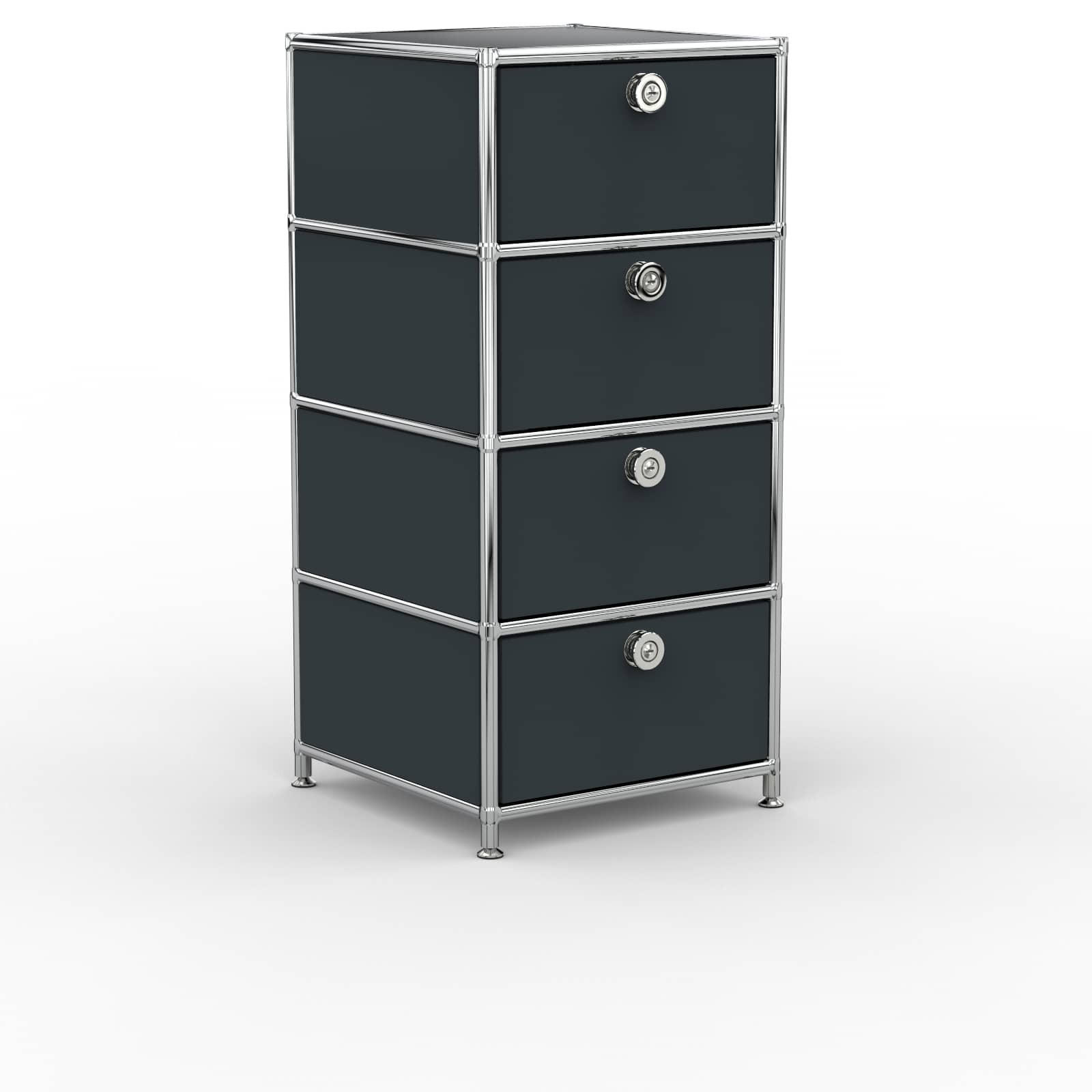 BÜRO-STANDCONTAINER, Metall, 40cm, 4 Schubladen, Anthrazitgrau - Chromfarben/Silberfarben, Metall (40/84.3/39.7cm) - Versee