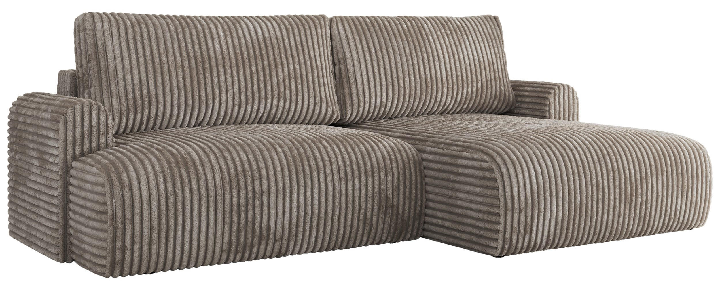 ECKSCHLAFSOFA TONO L Hellbraun Cord - rechts - Hellbraun/Schwarz, Kunststoff/Textil (150/260cm) - MKS