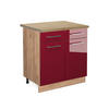 KÜCHENUNTERSCHRANK Fame-Line Bordeaux Hochglanz 80 cm, AP Eiche - Bordeaux/Eiche Wotan, Holzwerkstoff (80/82/60cm) - Vicco