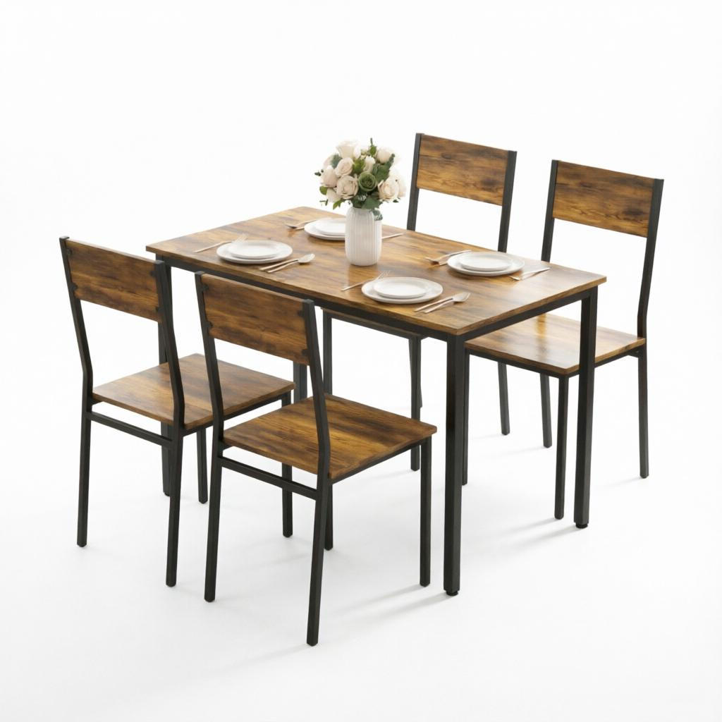 ESSGRUPPE DE-39314 108/60 cm Tisch mit 4 Stühlen Rustikalbraun - Braun, Holzwerkstoff (108/76/60cm) - ComfortXL