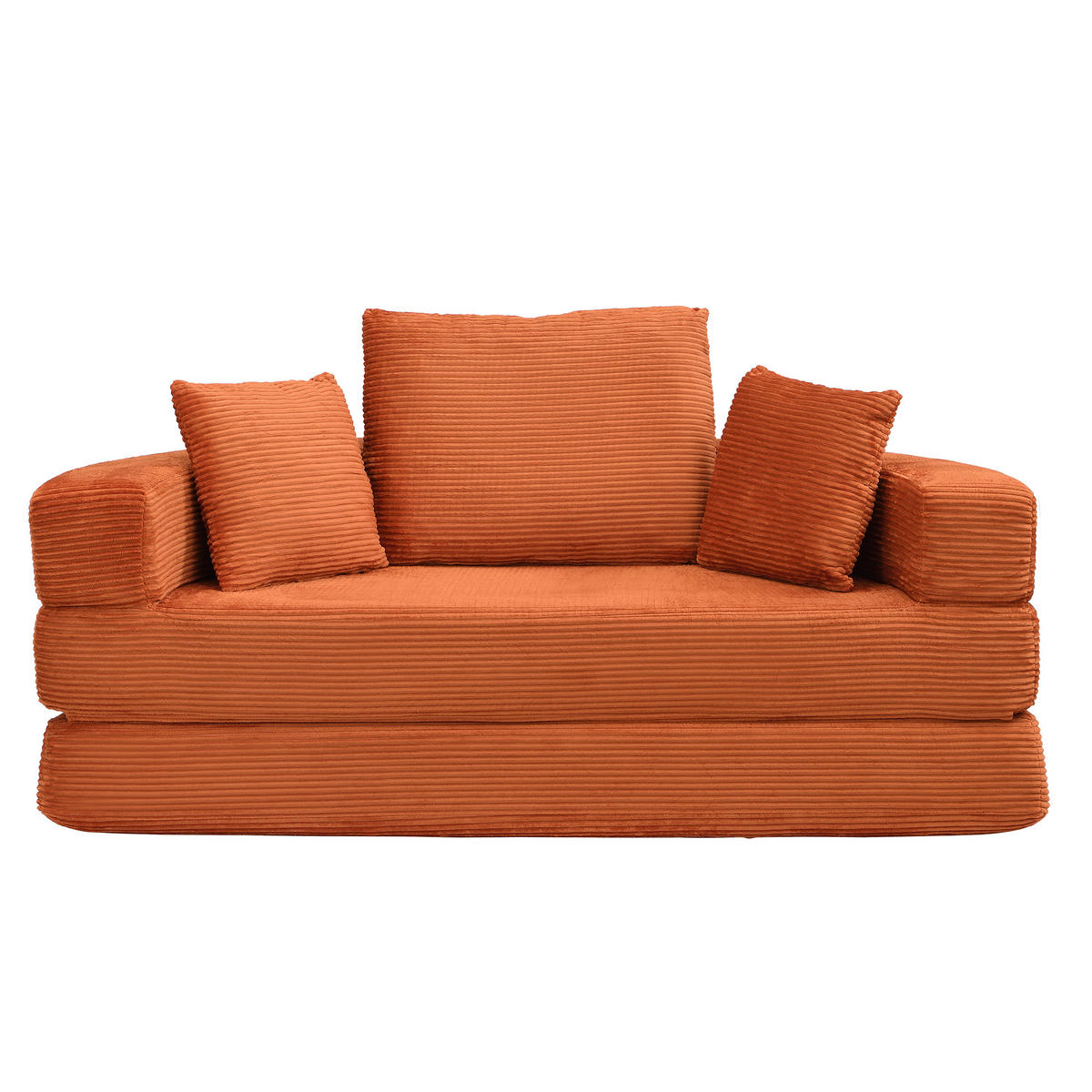 SCHLAFSOFA 173/88/60 cm Orangefarben mit 3 Kissen - Orange, Textil (176/40/173cm) - Oxeza