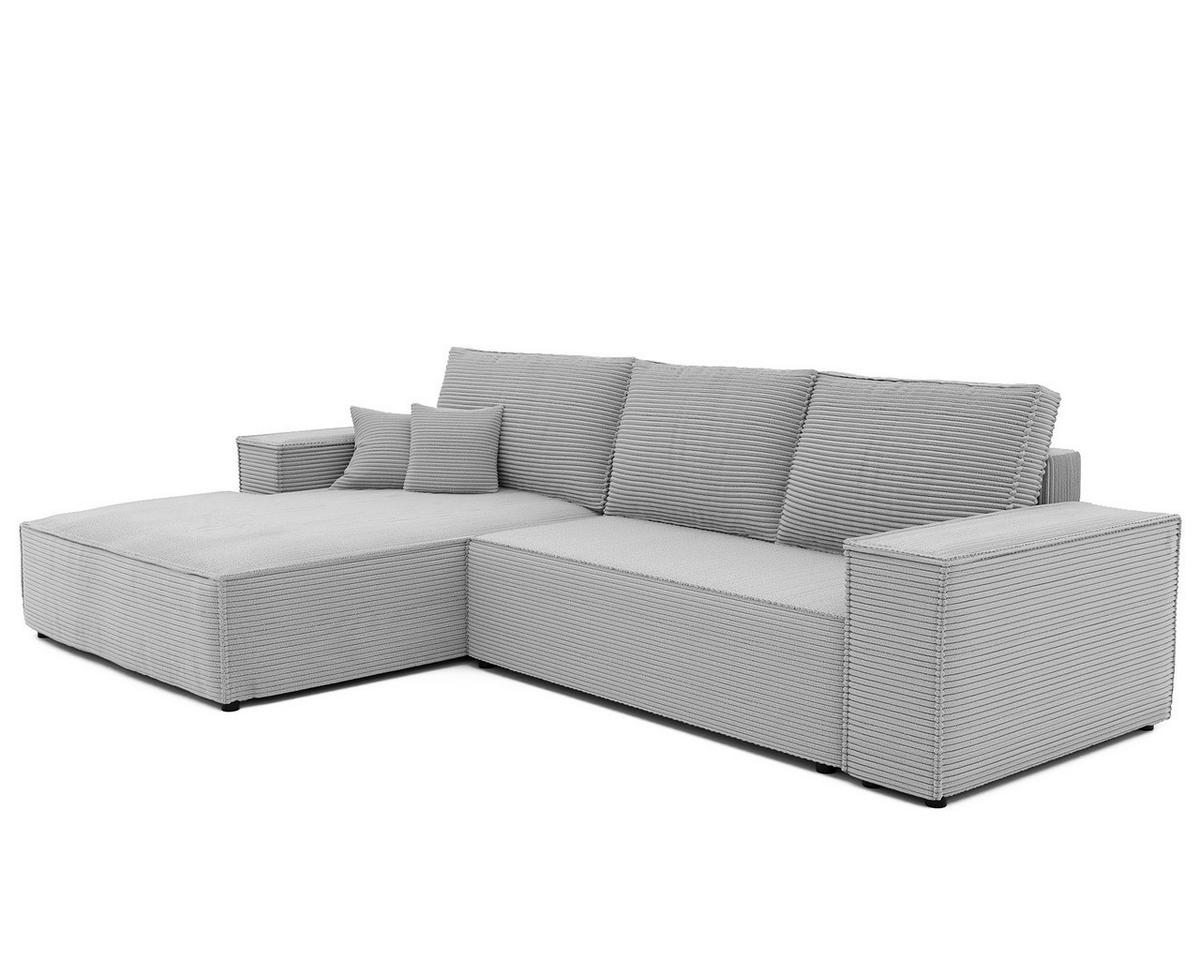 ECKSOFA NOVA mit Schlaffunktion und Bettkasten Hellgrau - Hellgrau, Holzwerkstoff/Kunststoff (250/90cm) - Idohome