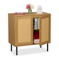 KOMMODE - Hellbraun, Holzwerkstoff/Kunststoff (80/80/40cm) - Relaxdays