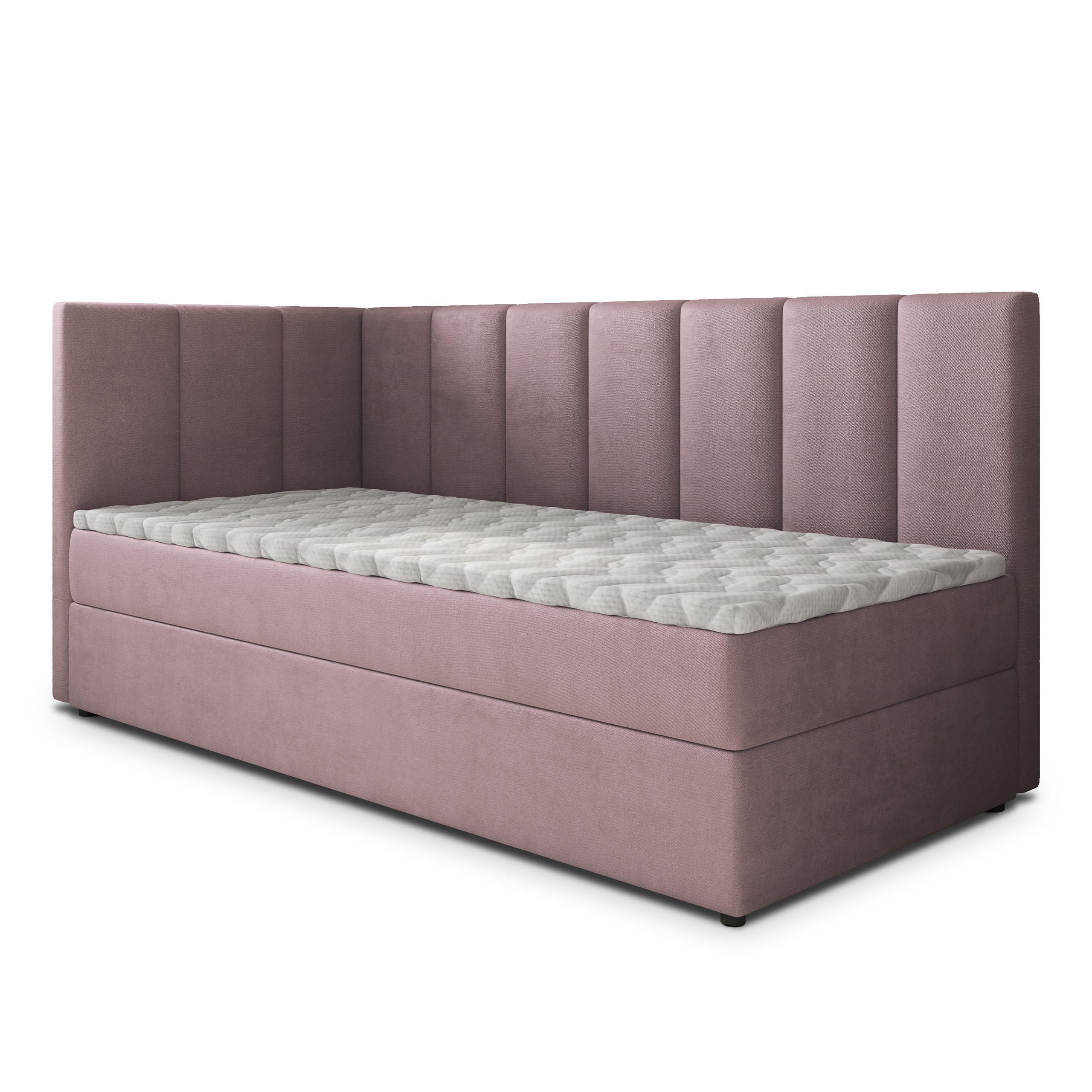 BOXBETT BEVE 80x200 cm mit Matratze und Topper, H2+H3 - Rosa - Rosa, Holz (80/200cm) - MASSENO