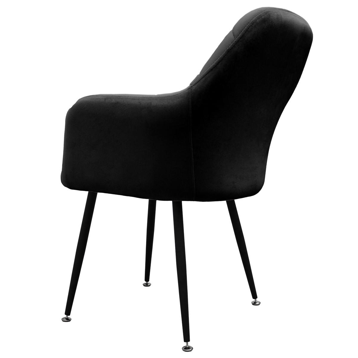 ESSZIMMERSTUHL Samt Schwarz 2er Set - Schwarz, Metall (60/84/58cm) - ECD-Germany
