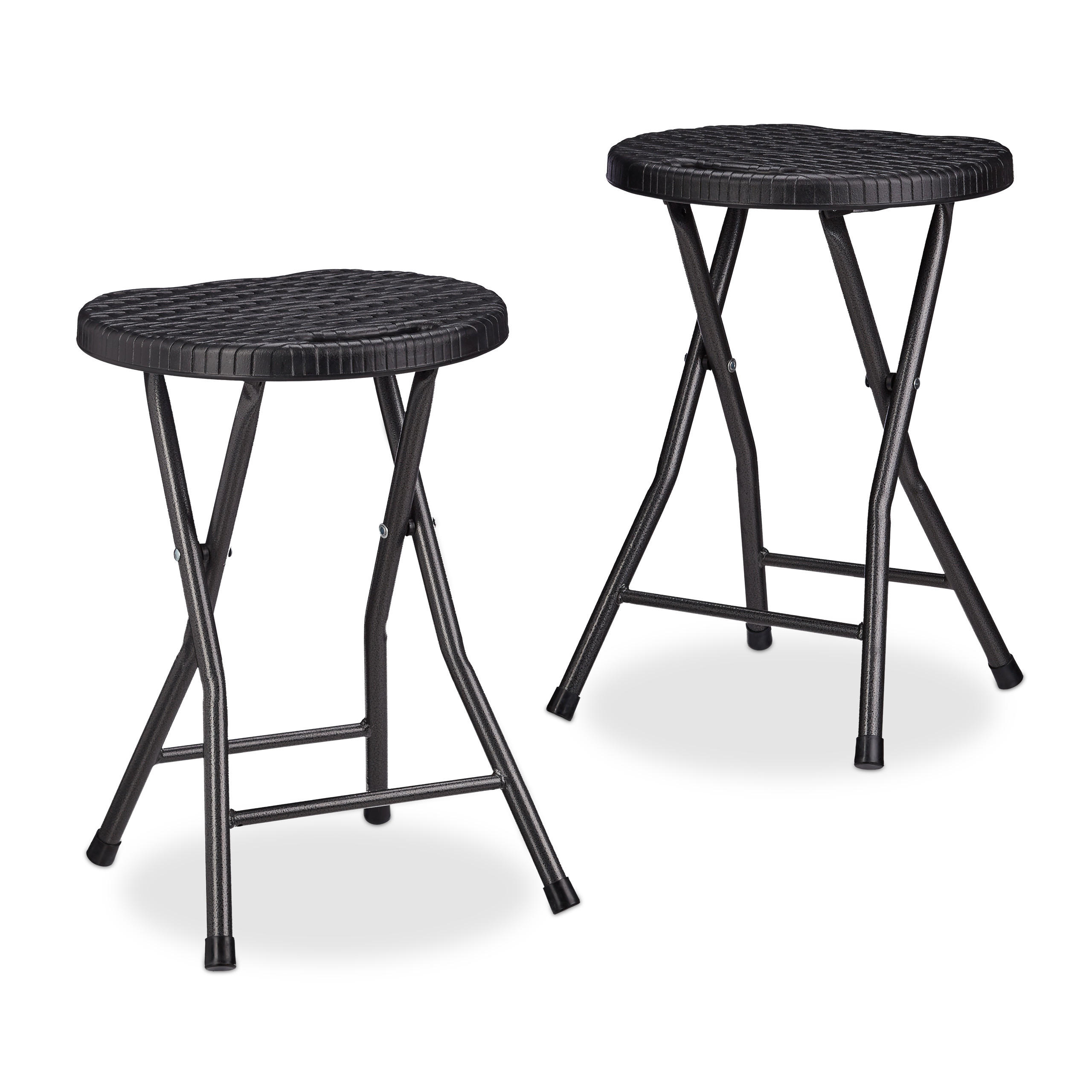 KLAPPHOCKER - Schwarz, Kunststoff/Metall (33/45/29cm) - Relaxdays