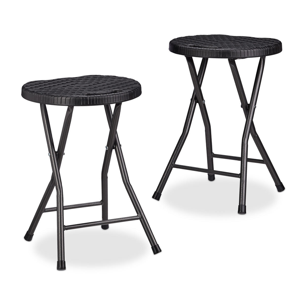 KLAPPHOCKER - Schwarz, Kunststoff/Metall (33/45/29cm) - Relaxdays
