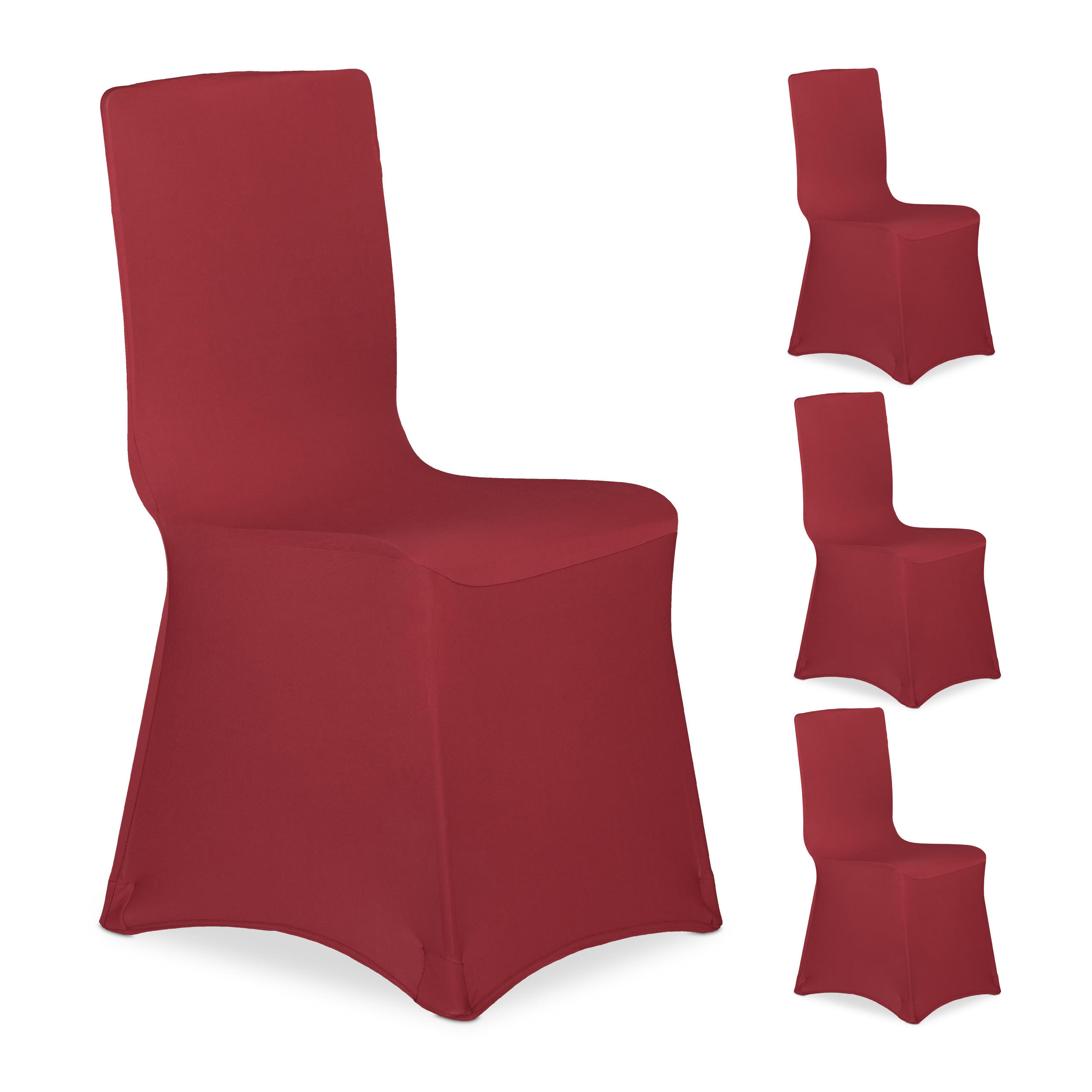 4XSTUHLHUSSEN - Dunkelrot, Kunststoff/Textil (60/57cm) - Relaxdays