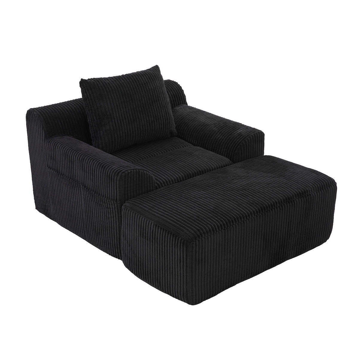 RELAXSESSELSET Übergroßer Loungesesselmit Fußhocker,Cord,Schwarz - Schwarz, Textil (110/87/147cm) - LVHOM