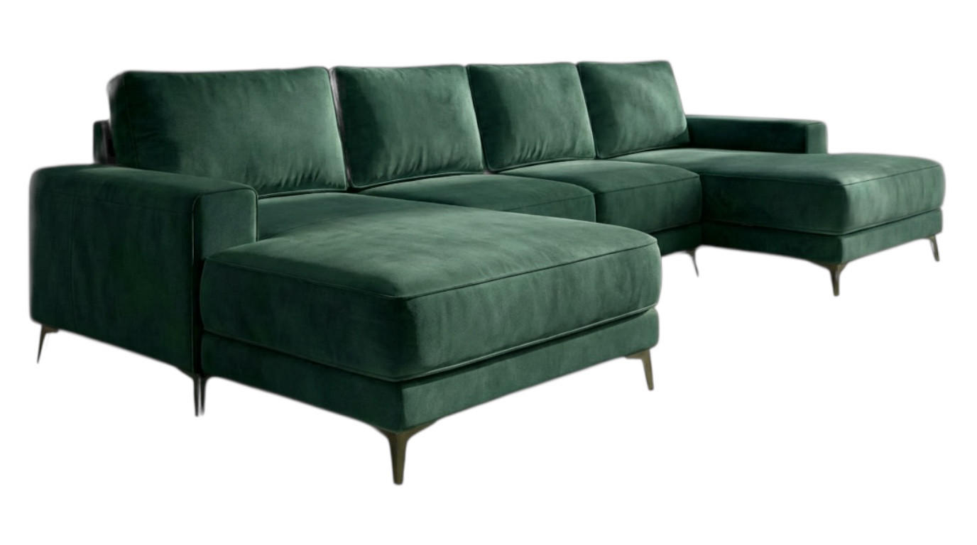 ECKSOFA VALTOR 320 cm x 185 cm – Stoff: VELUTTO Dunkelgrun 10 Farbe: Grün - Grün, Textil (320/185cm) - A&J MöbelLand