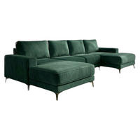 ECKSOFA VALTOR 320 cm x 185 cm – Stoff: VELUTTO Dunkelgrun 10 Farbe: Grün - Grün, Textil (320/185cm) - A&J MöbelLand