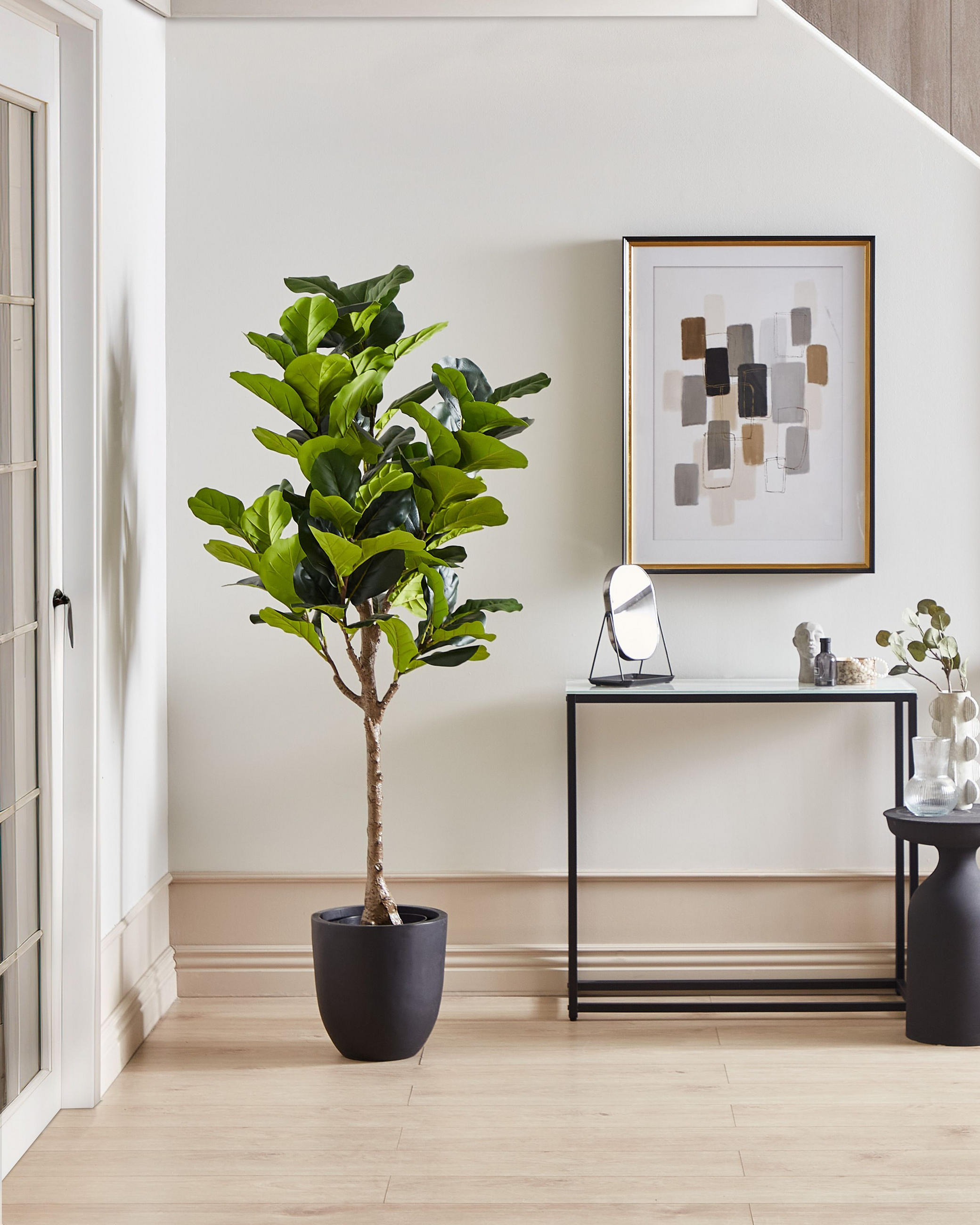 KUNSTPFLANZE im Blumentopf 162 cm Grün/Schwarz Fig Tree - Schwarz/Grün, Kunststoff (162cm) - Beliani