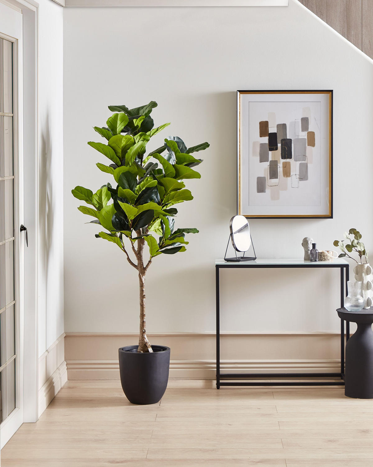 KUNSTPFLANZE im Blumentopf 162 cm Grün/Schwarz Fig Tree - Schwarz/Grün, Kunststoff (162cm) - Beliani