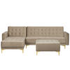 SCHLAFSOFA linksseitig mit Ottomane Samtstoff Sandbeige Aberdeen - Beige, Textil (267/168cm) - Beliani