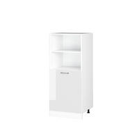 HOCHSCHRANK R-Line Weiß Hochglanz 60 cm mit offenen Regalen, und Tür - Weiß Hochglanz/Weiß, Holzwerkstoff (60/143/57.2cm) - Vicco
