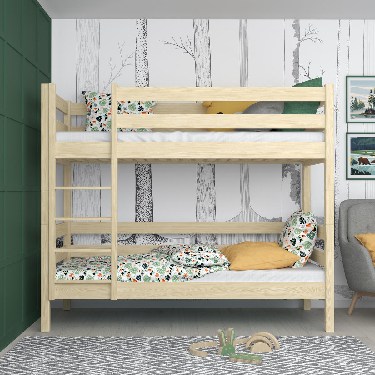 ETAGENBETT N01 Klare Kiefer 100/200 - Braun, Naturmaterialien/Holz (100/200cm) - N-Wood