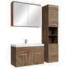 BADMÖBEL-SET Paso LED 4 Teile Braun Eiche - 80 x 35 x 55 cm - Eichefarben/Braun, Holz (80/55/40cm) - Badplaats