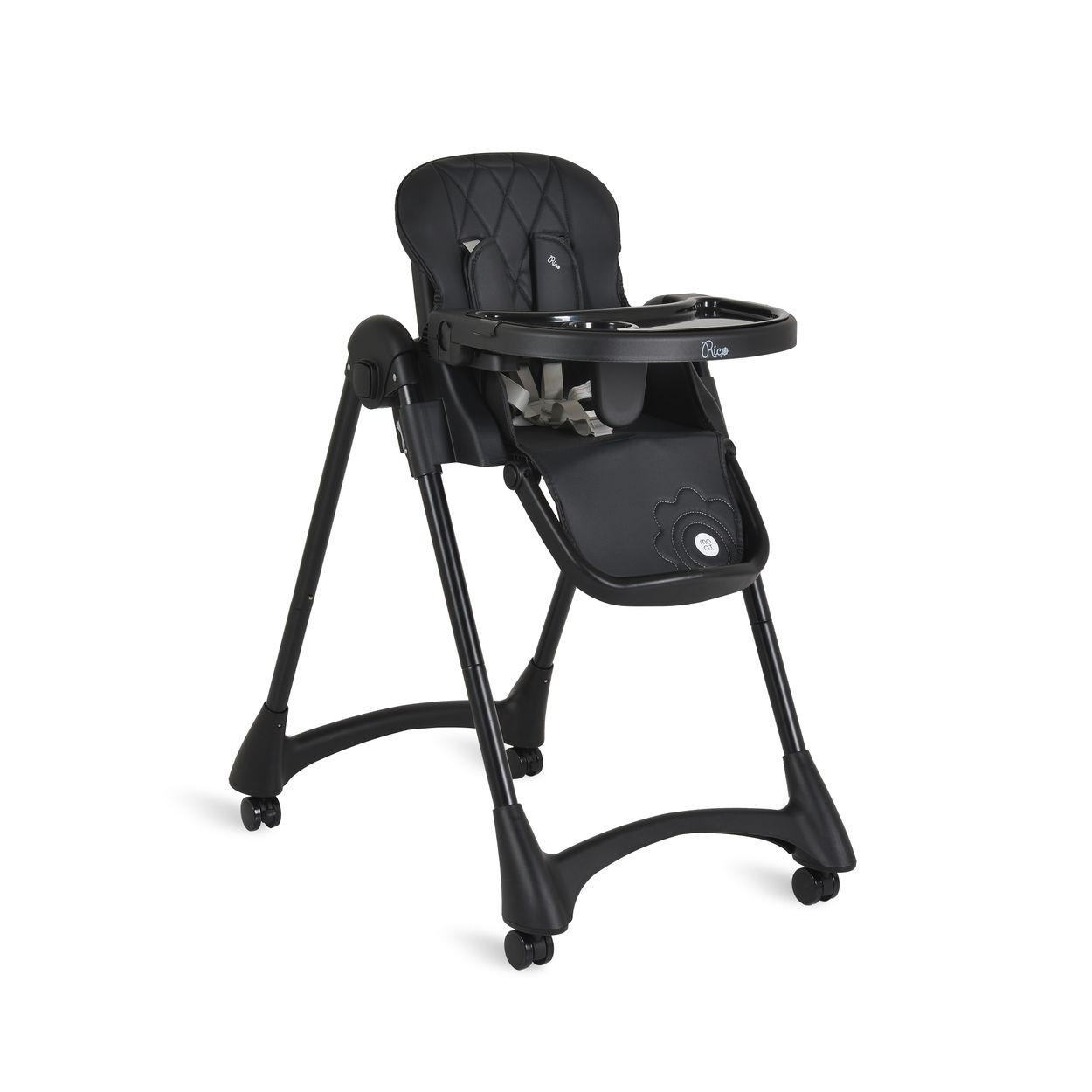 HOCHSTUHL Rico klappbar schwarz höhenverstellbar, Doppeltablett, Räder, Gurt - Schwarz, Metall (52/96/81cm) - Moni