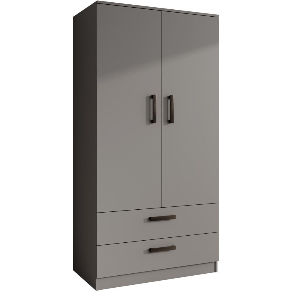 DREHTÜRENSCHRANK Trend, mit Schubladen, Graphit - Schwarz/Graphitfarben, Holzwerkstoff (90/180/50cm) - Beautysofa