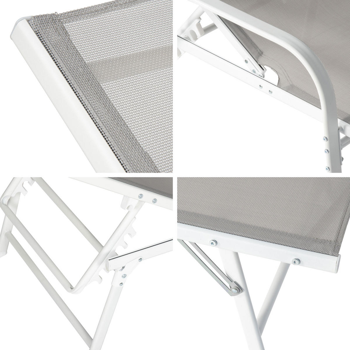 SONNENLIEGEN Sardinia Grau und weiß 2er-Set - Hellgrau, Kunststoff (60.5/87.5/192.5cm) - Happy Garden