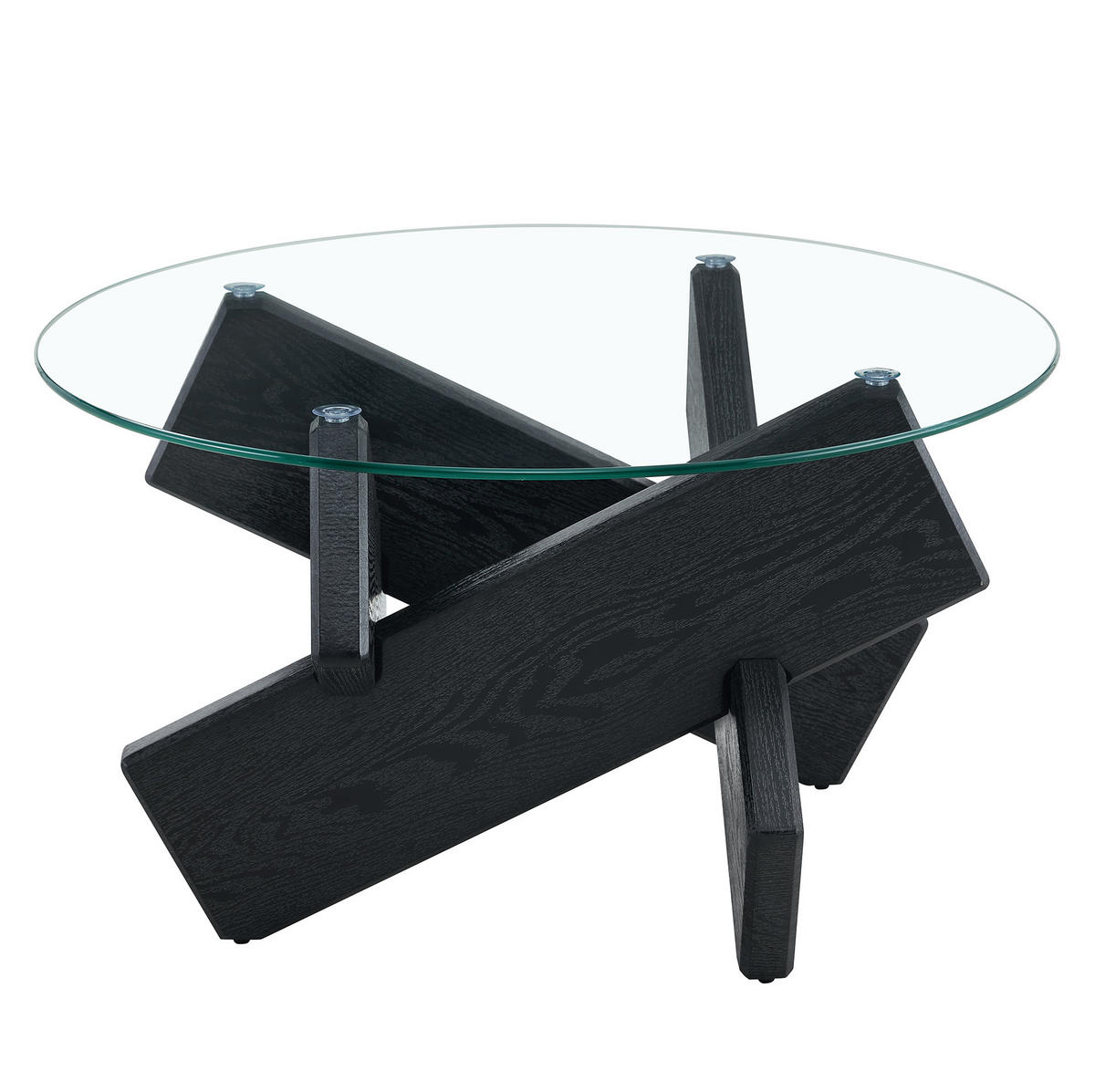 COUCHTISCH rund Ø 79 cm MDF Glas Schwarz Transparent - Transparent, Glas (79/79/45cm) - Meubliv