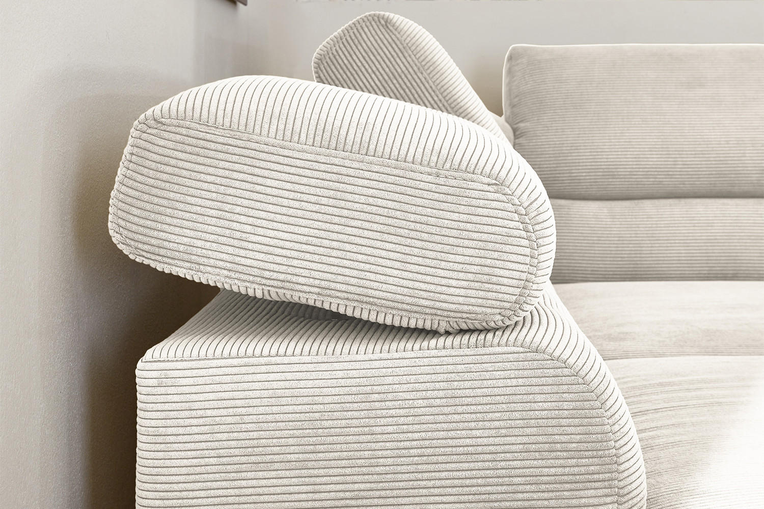 ECKSOFA MIT MOTORISCHEM SITZVORZUG DELIA Weiß Cord - Schwarz/Weiß, Textil/Metall (276/219cm) - KAWOLA
