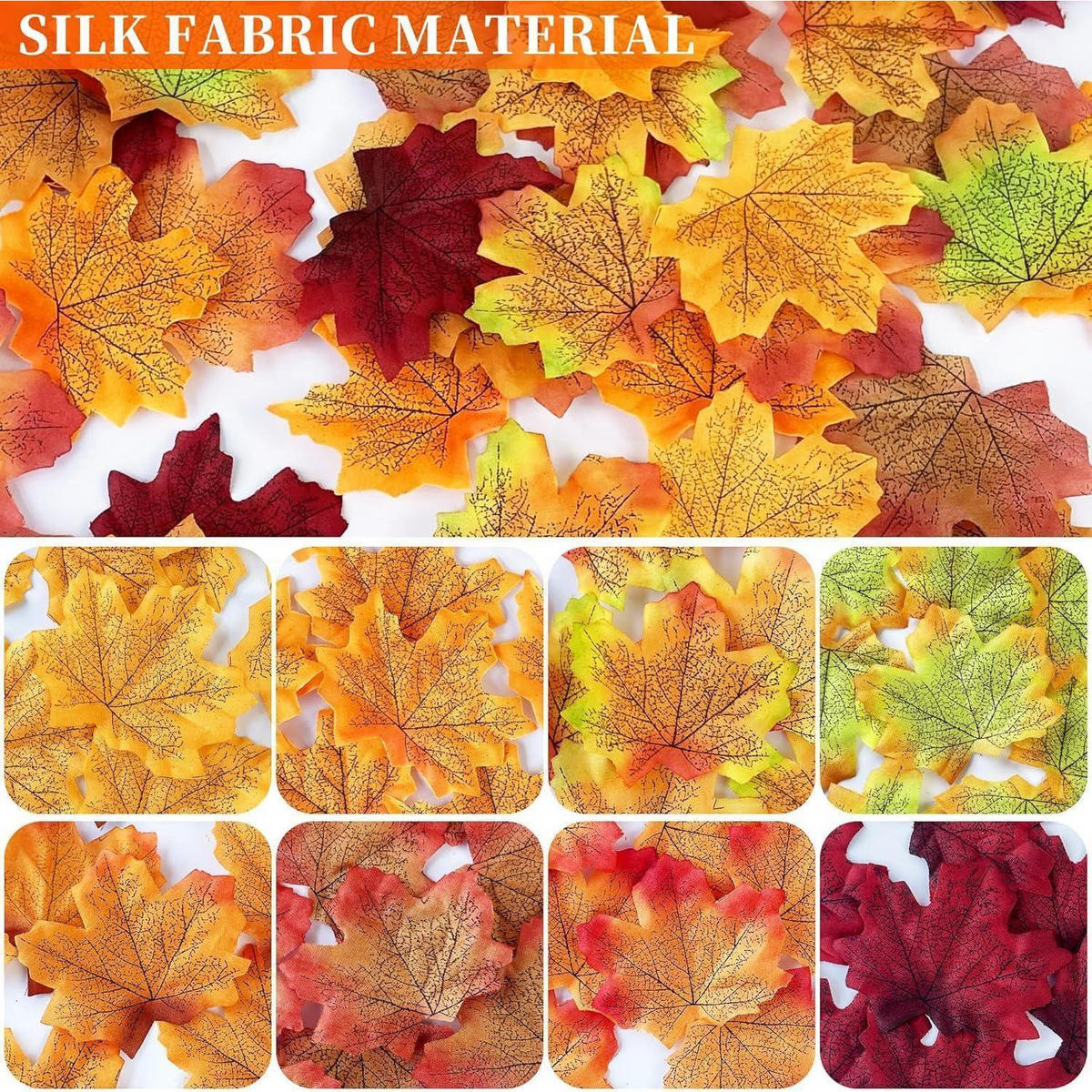 KÜNSTLICHE Blätter 400 Stück 8 Farben 7 x 8,5 cm - Multicolor, Textil (8cm)