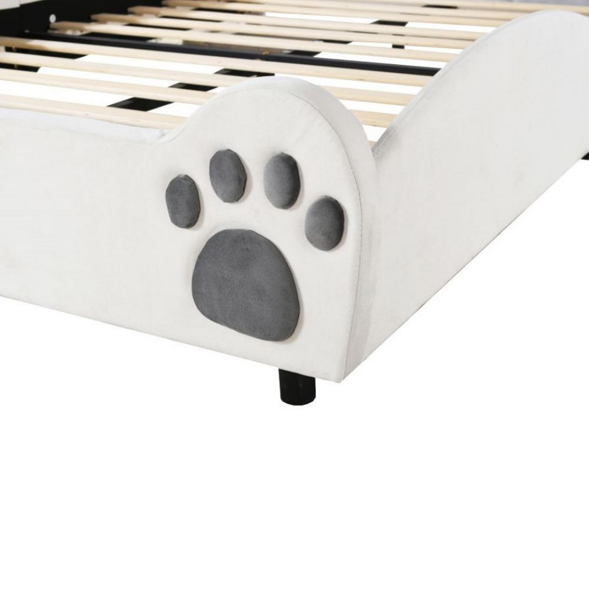 KINDERBETT 140/200 cm in Weiße mit Bärenform - Weiß, Holz/Textil (140/200cm) - KOMHTOM