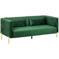 3 Sitzer Sofa Gästesofa mit 2 Sitzkissen, dreier Couch mit Armlehne, Grün - Grün, Kunststoff/Textil (88/76/200cm) - HOMCOM