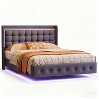 POLSTERBETT,DOPPELBETT mit LED und Ladefunktion,Schwebebett Design,140x200 cm - Grau, Holz (140/200cm) - PARAFTA HOME