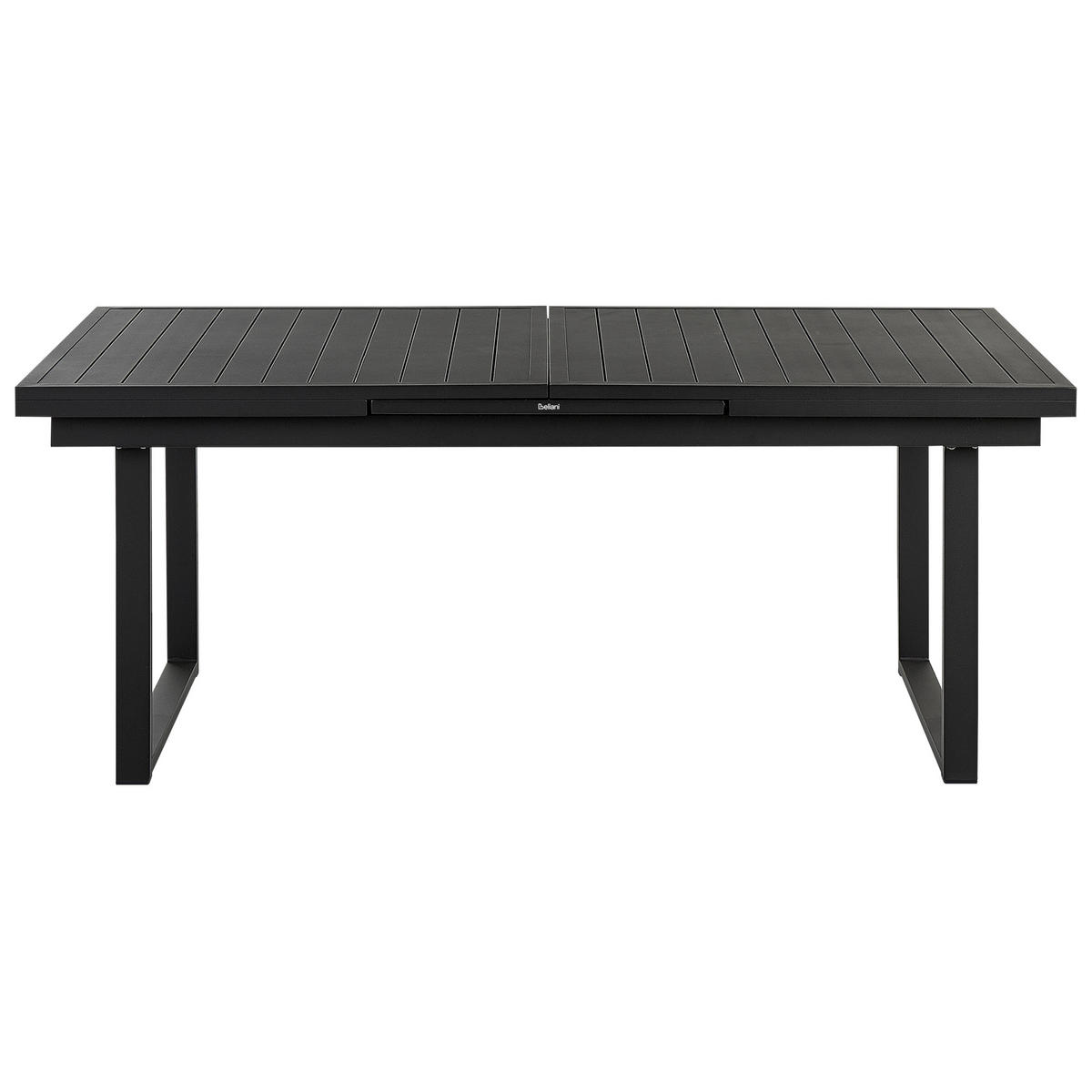 GARTENMÖBEL SET 8-Sitzer Aluminium schwarz Auflagen grau Valcanetto/Taviano - Hellbraun/Schwarz, Metall - Beliani