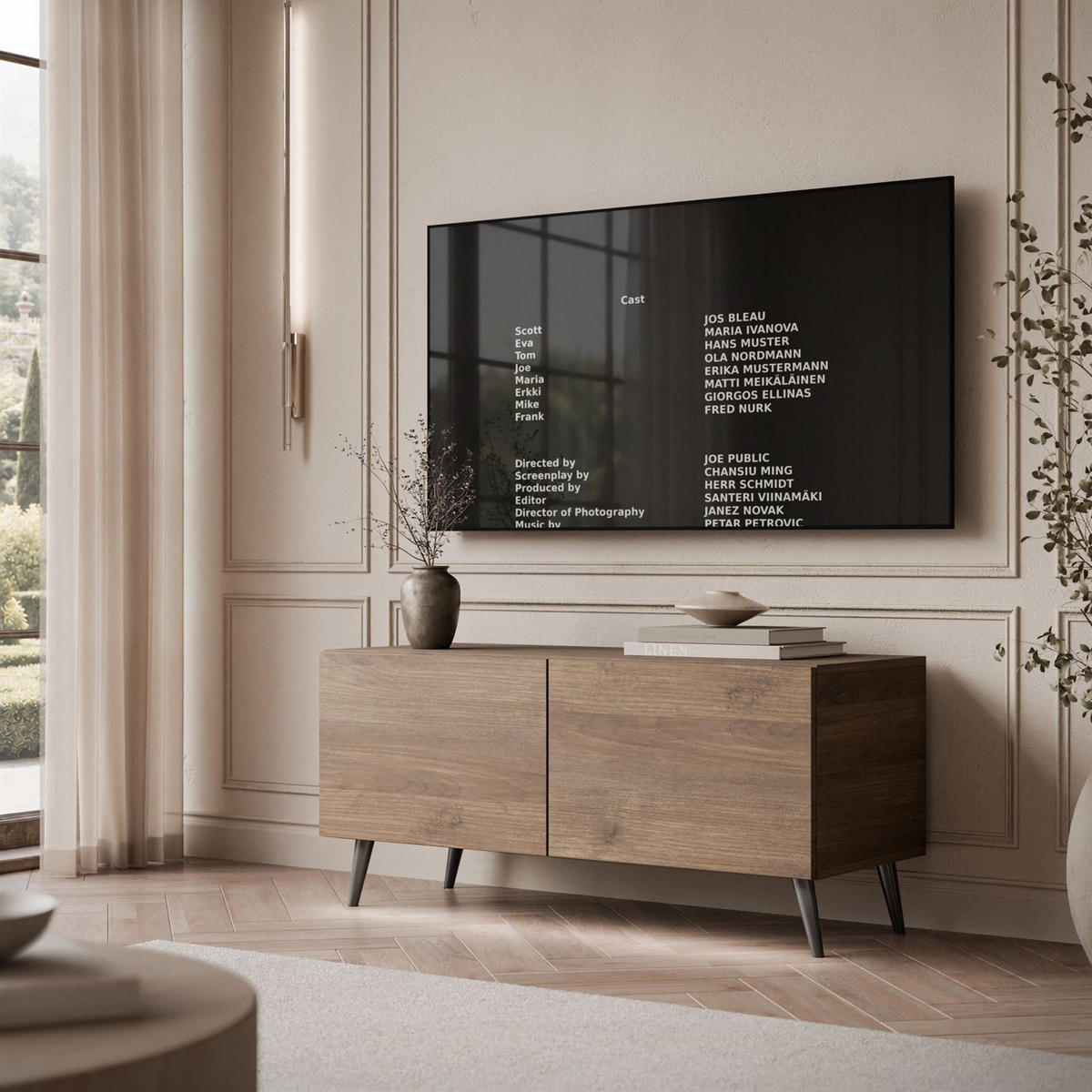 TV-UNIT COLGANTE NUSSBAUM auf Füßen mit LED - Nussbaumfarben, Holzwerkstoff (100/49/40cm) - Lookway
