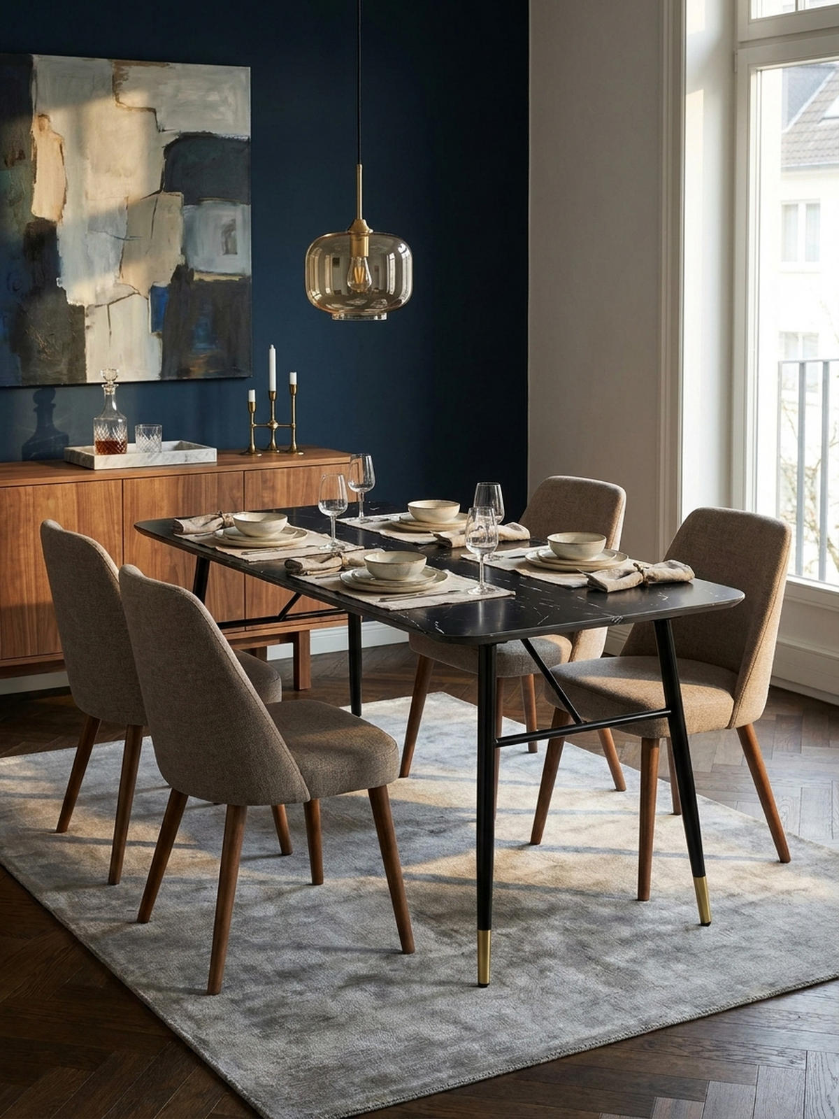 ESSTISCH Marmoroptik Metall Rechteckig Modern Klein, Schwarz 140x80x76 cm - Goldfarben/Schwarz, Holzwerkstoff/Metall (80/140/76cm) - KADIMA DESIGN
