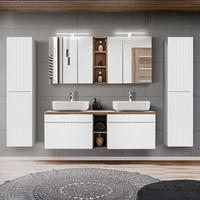 BADMÖBEL-SET 4-TLG. Iraklio-56 - Weiß, Holzwerkstoff (250/200/46cm) - Lomado