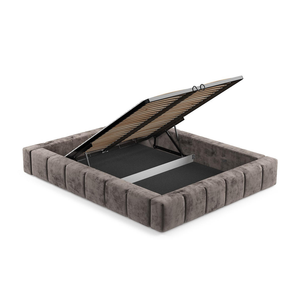 POLSTERBETT Aruba Braun 180/200 cm im Chenille-Stoff - Schwarz/Naturfarben, Holz/Holzwerkstoff (180/200cm) - Maison de Reve