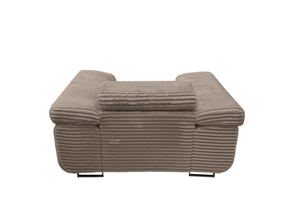 GUSTAW Sitzgarnitur 3+2+1, Schlafsofa 3-Sitzer, Cordbezug Cappuccino - Cappuccino, Textil (225/92/101cm) - KS Home Concept