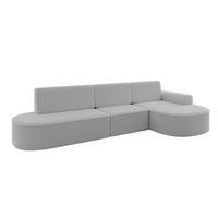 ECKSOFA mit Schlaffunktion Ottomane RECHTS MARI L2-S 368X167X85 Hellgrau Bouclé - Hellgrau/Schwarz, Holzwerkstoff/Kunststoff (167/368cm) - ALTDECOR
