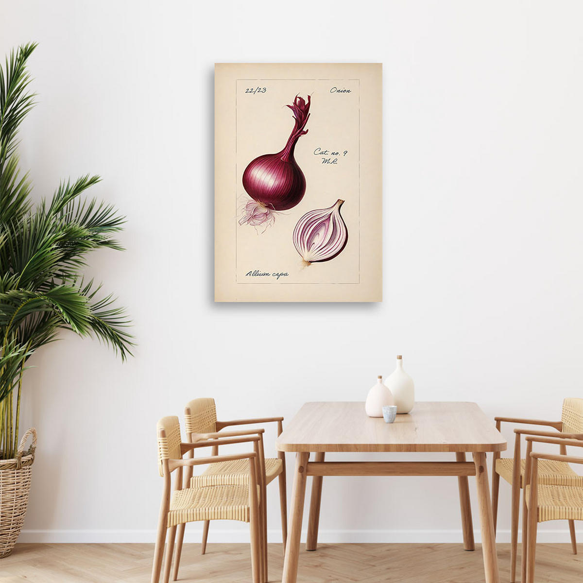 WANDBILD weinlese gemüse zwiebeln - Beige, Textil (40/60cm) - Feeby