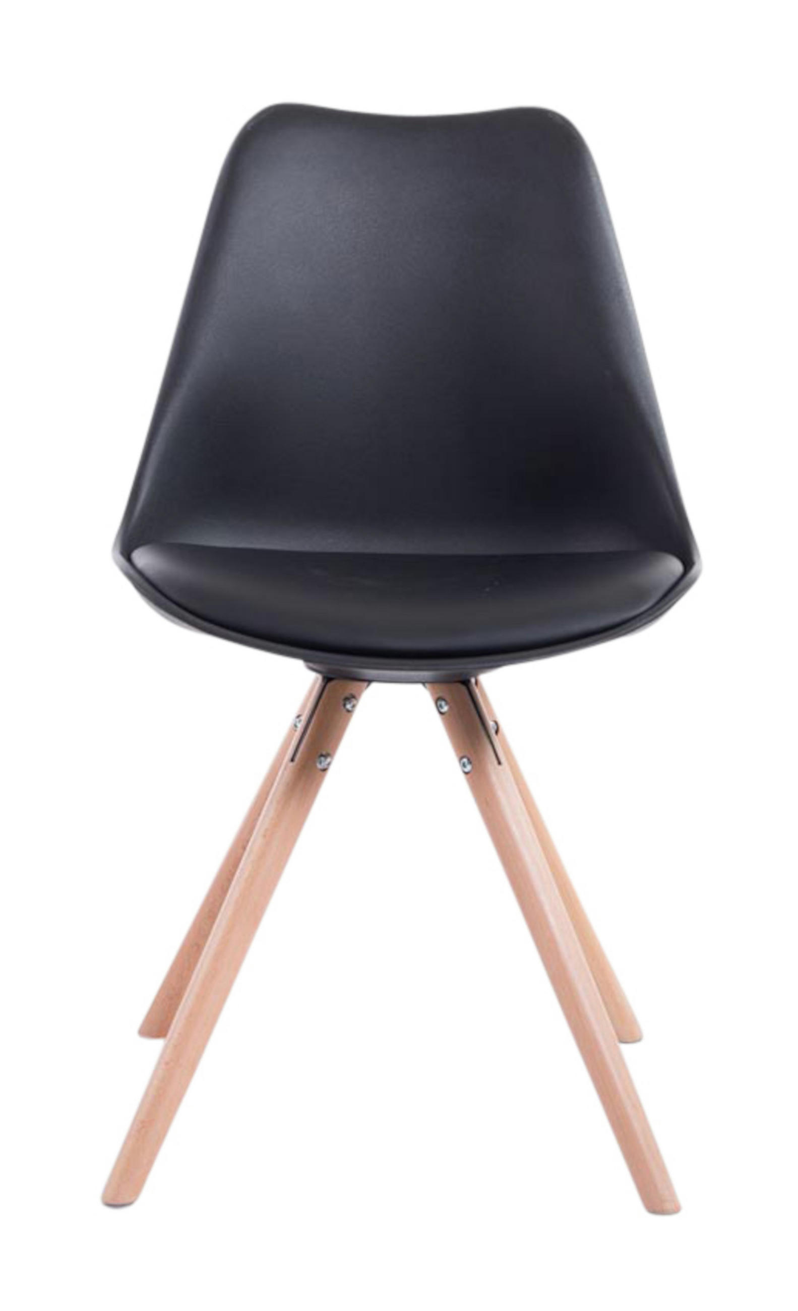 STUHL 4er Set Lederlook schwarz - Eukalyptusholzfarben/Schwarz, Holz/Textil (48/83/56cm) - CLP