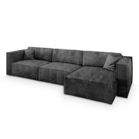 ECKSOFA TOLMO P Graphitfarben Kordstoff mit Schlaffunktion - Graphitfarben, Holz (347/148cm) - MASSENO
