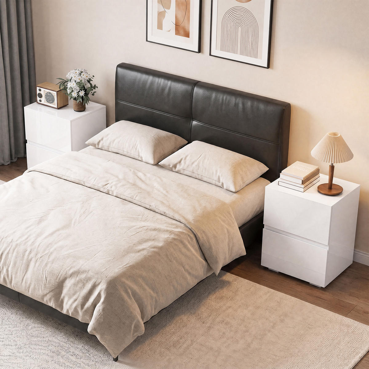 NACHTTISCH 2er Set MDF Weiß - Weiß, Holzwerkstoff (40/58/40cm) - HOMCOM